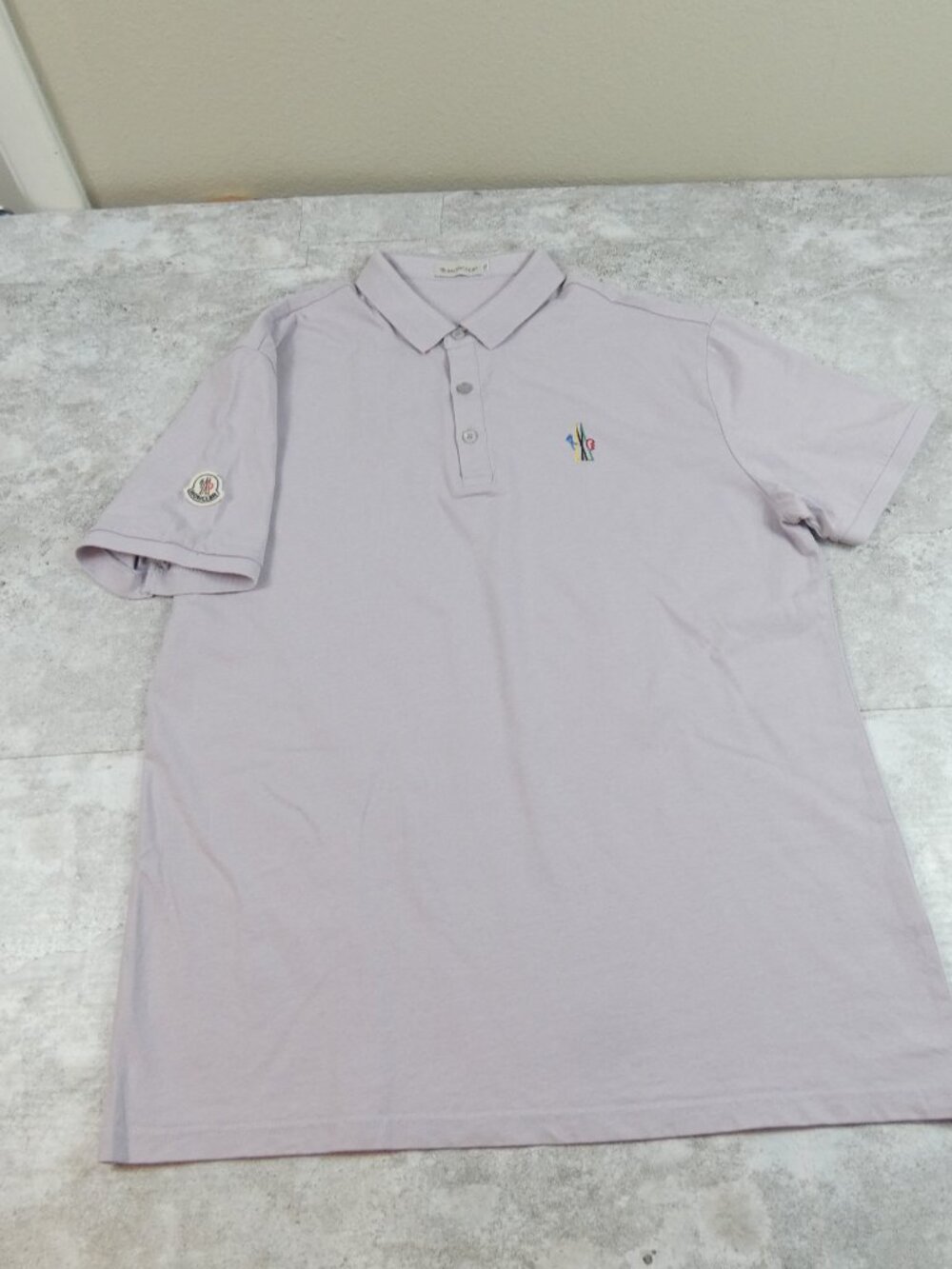 Moncler Polo Shirt Purple Smooth Knit Pullover
